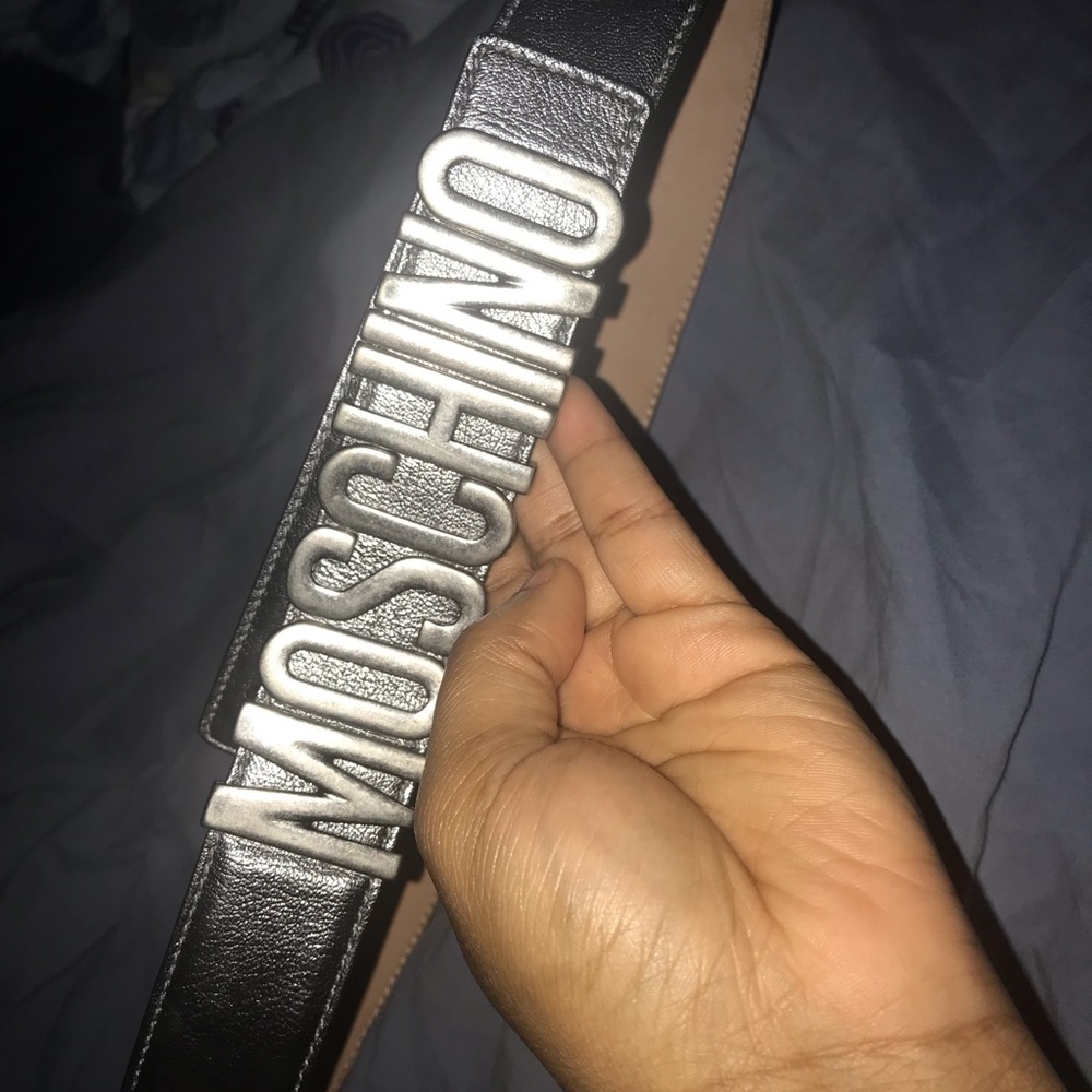 Gray moschino belt